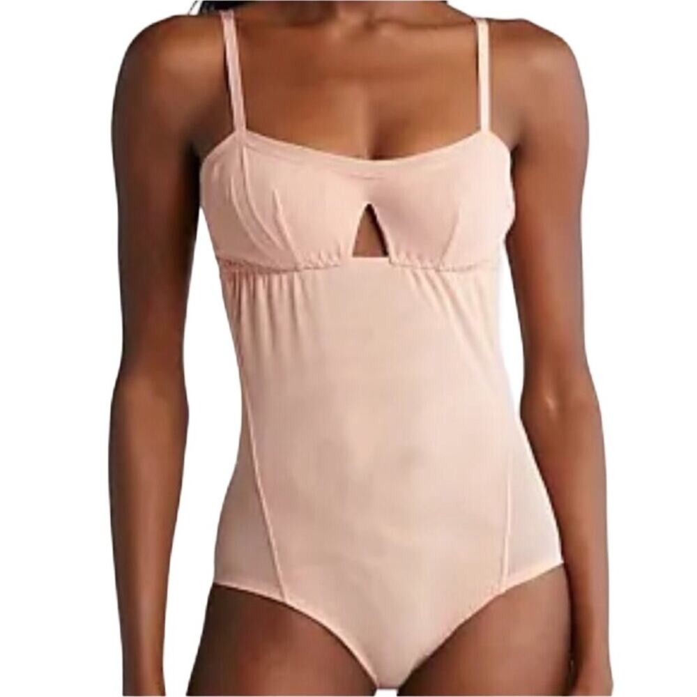 FREE PEOPLE x HAH Cut Out Mesh Bodysuit Sz S Rose Feminine Boho Fairy Party NWT